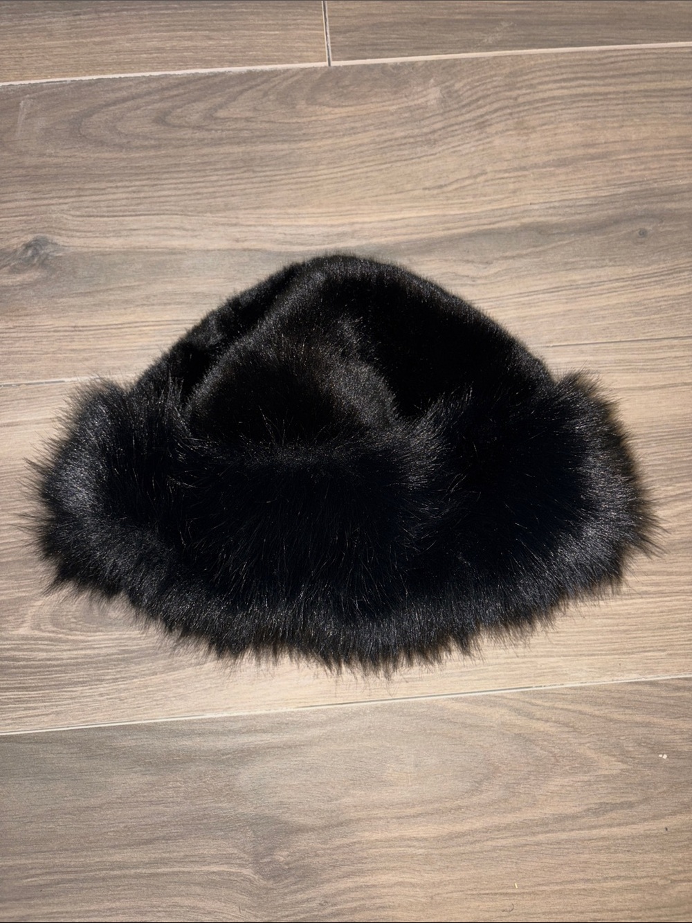 Black Faux Fur Bucket Hat - Women's Cozy Winter Hat